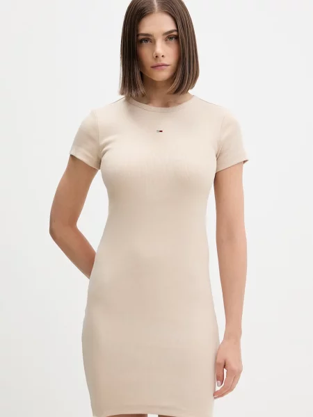 Tommy Jeans sukienka bodycon z beżowa