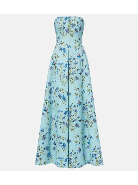 Tafta rochie Emilia Wickstead cu model floral albastru