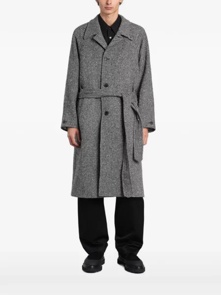 Płaszcz Paul Smith w jodełkę z paskiem biały