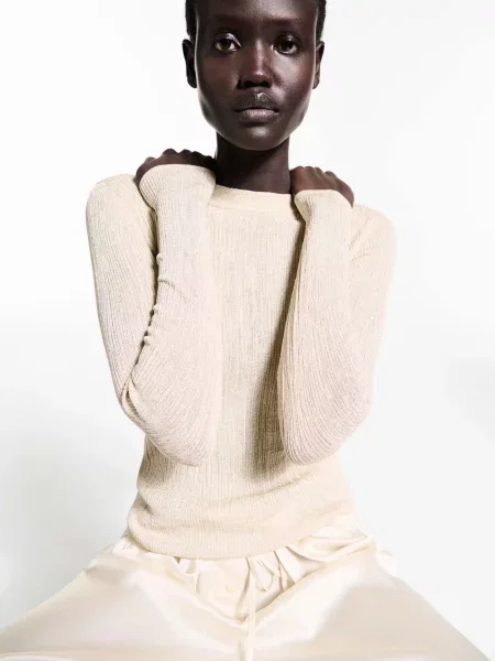 Лонгслів MANGO бежевий