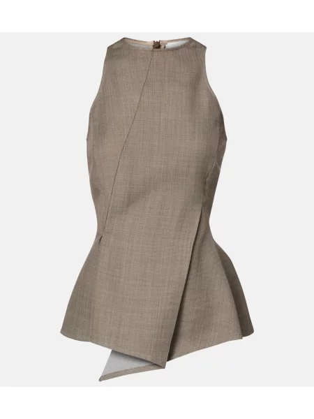 Вълнен пеплум топ Magda Butrym бежово