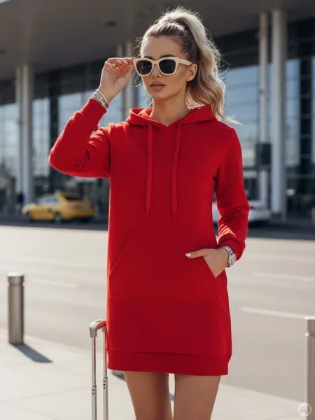 Bluza długa z kapturem oversize TIMMY Dstreet czerwona