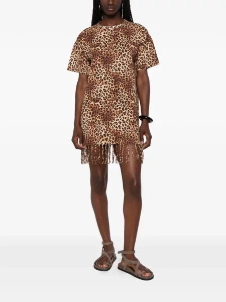 Rochie mini Mc2 Saint Barth cu imagine cu model leopard maro