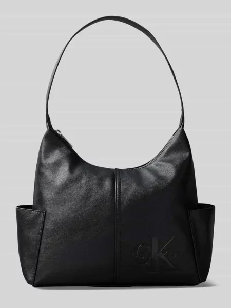 Torba z rączkami z zamkiem błyskawicznym i bocznymi Ck Calvin Klein czarna