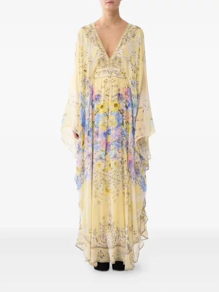 Rochie maxi Camilla cu decolteu în V galben