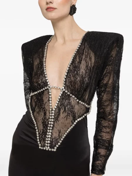 Rochie Nissa din dantelă negru