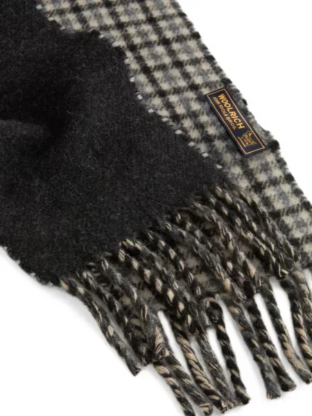 Καρό κασκόλ Woolrich με κρόσσια μαύρο