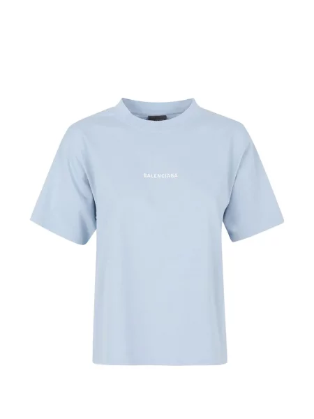 Tricou Balenciaga cu broderie albastru