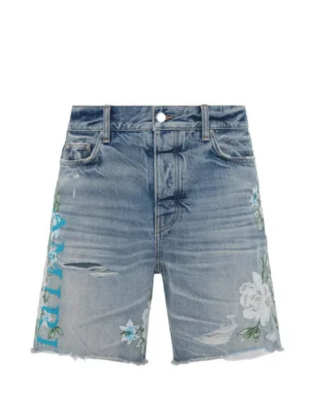 Pantaloni scurți Amiri cu model floral cu autograf albastru