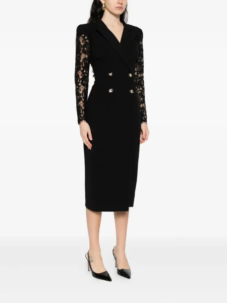 Sukienka midi Nissa do kolan dwurzędowa garniturowa czarna