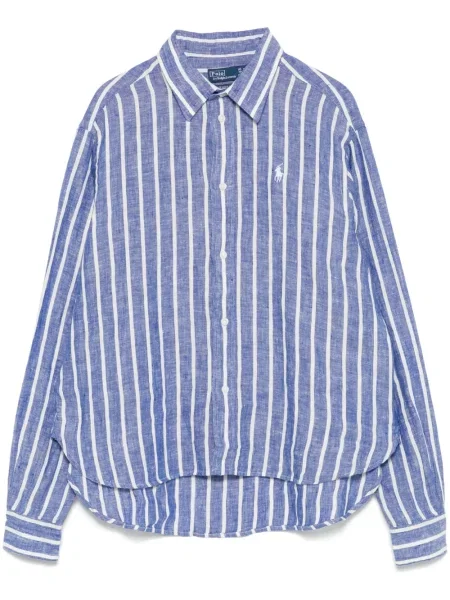 Къс костюм риза Polo Ralph Lauren с кръгло деколте синьо