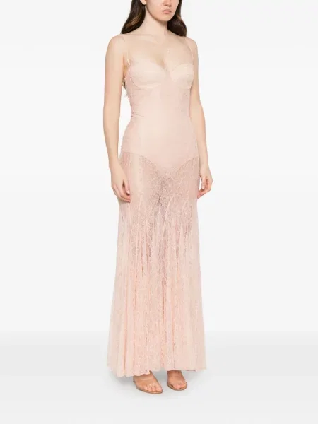 Rochie maxi Elisabetta Franchi din dantelă roz