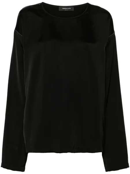 Top Fabiana Filippi din crep cu mărgele negru