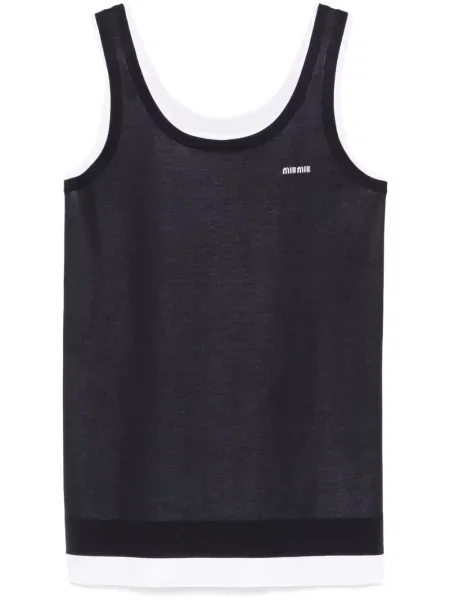 Dzianinowa mała sukienka mini Miu Miu garniturowa niebieska