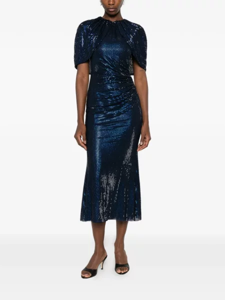 Stras rochie midi Self-portrait albastru
