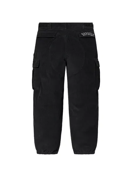 Pantaloni cargo Supreme de catifea cord negru