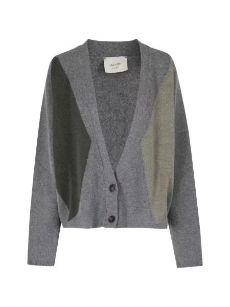 Cardigan Alysi cu decolteu în V cu model argyle gri