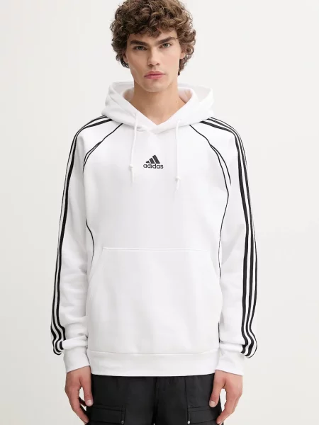 Суичър с качулка Adidas с качулка с апликация бяло