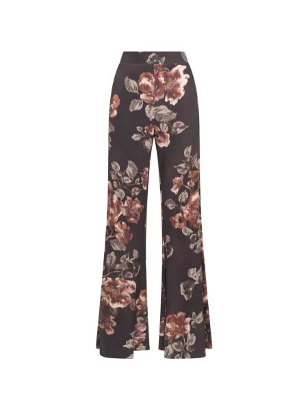 Pantaloni palazzo Maliparmi cu model floral cu imagine maro