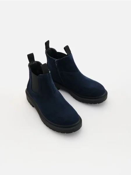 Reserved Botine din piele întoarsă bleumarin