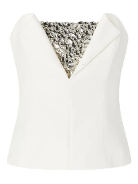 Bluzka Genny z kryształkami bez ramiączek biała