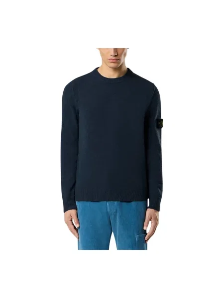 Lniany sweter Stone Island z kamieniami niebieski