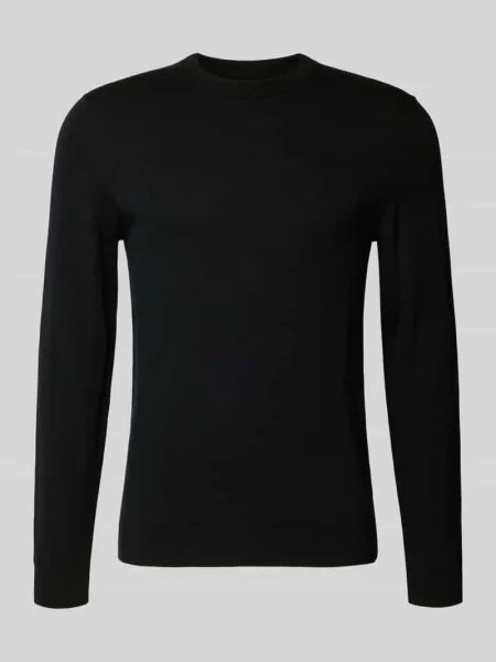 Sweter z dzianiny z mieszanki bawełny i kaszmiru z okrągłym dekoltem Mcneal granatowy