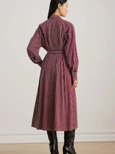Lauren Ralph Lauren sukienka midi rozkloszowana bordowy