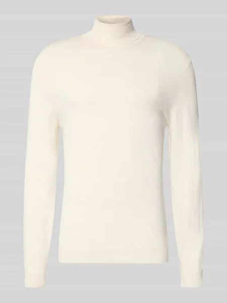Sweter z golfem o kroju slim fit z mieszanki z prążkowanymi ściągaczami Mcneal biały