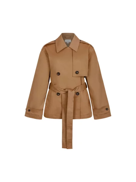 Trencz Calvin Klein w tygrysie prążki z twillu brązowy