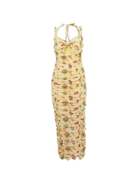 Rochie maxi De La Vali cu model floral cu imagine galben