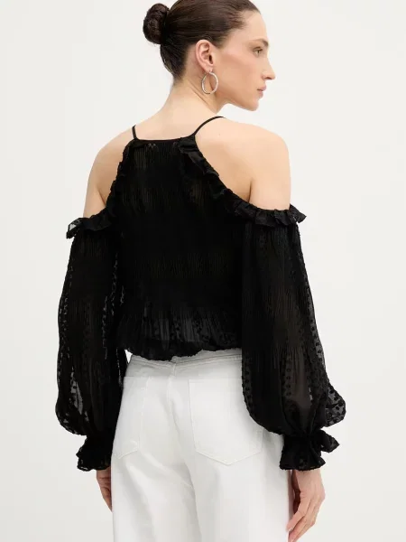 Bluzka z odkrytymi ramionami Guess z odkrytymi ramionami czarna
