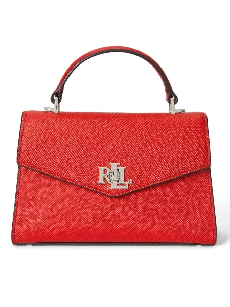 Usnjena torbica Lauren Ralph Lauren roza rdeča