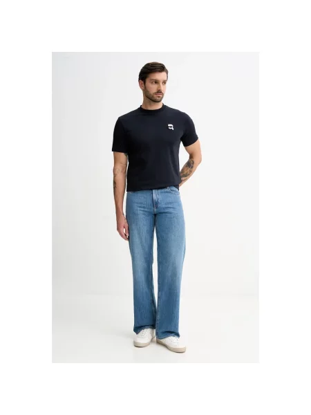 Karl Lagerfeld t-shirt granatowy gładki czarna