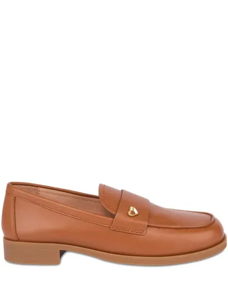 Pantofi loafer Love Moschino din piele cu motiv cu inimi maro