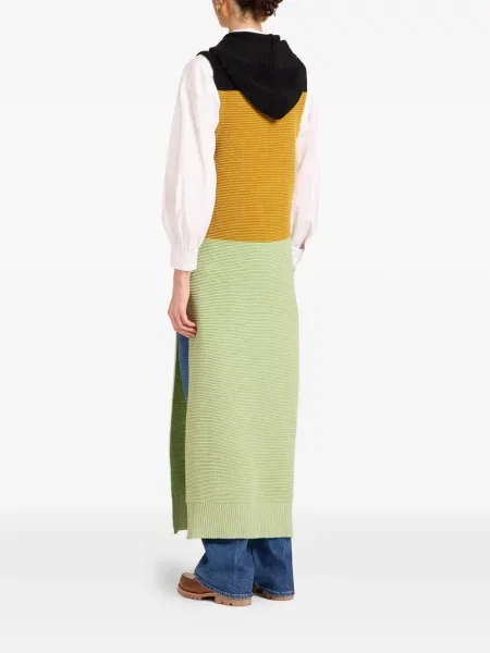 Rochie maxi La Doublej cu glugă de costum verde