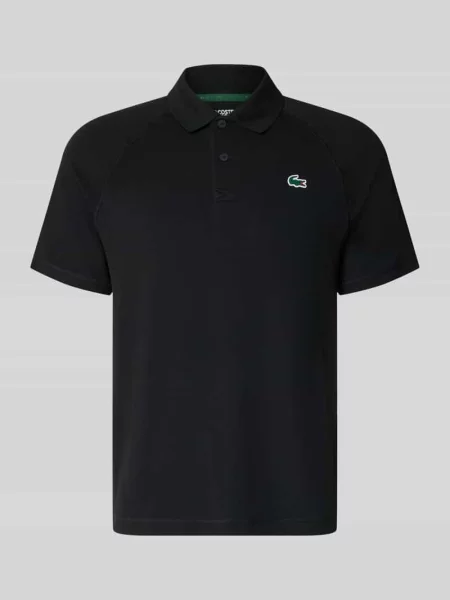 T-shirt sportowe o kroju regular fit z kołnierzykiem polo Lacoste Sport czarna