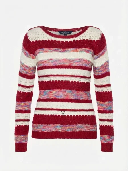 KOROSHI Pulover roșu alb