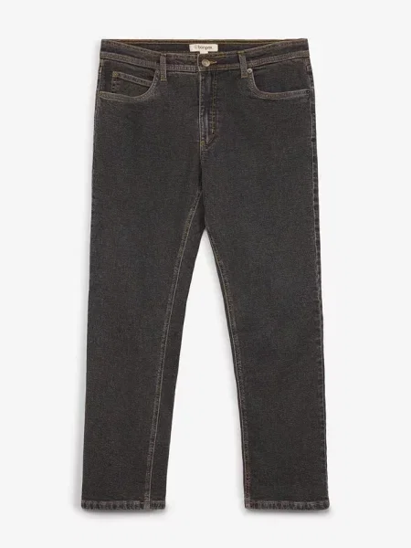 Jeansy termiczne classic fit na miękkiej flanelowej podszewce straight czarne