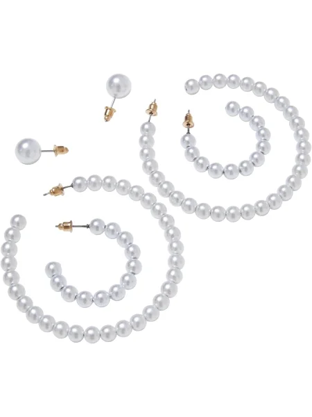 Urban Classics Uhani zlata bela