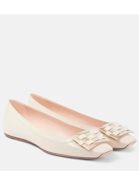 Balerini Roger Vivier din piele alb