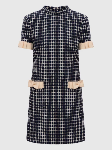 Твідова сукня з вовною в клітинку Valentino синя
