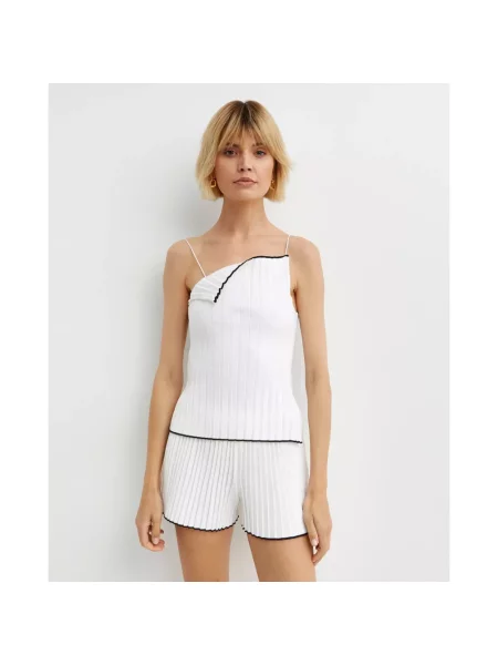 Lniany top Jacquemus na ramiączkach biały