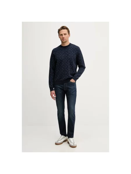 Sweter Armani Exchange z logo niebieski