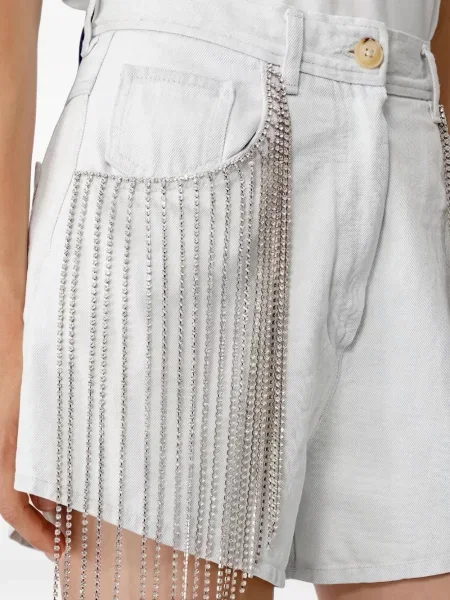 Pantaloni scurți Forte_forte cu franjuri albastru