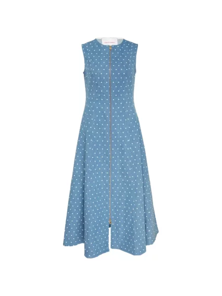 Rochie midi Carolina Herrera cu buline albastru