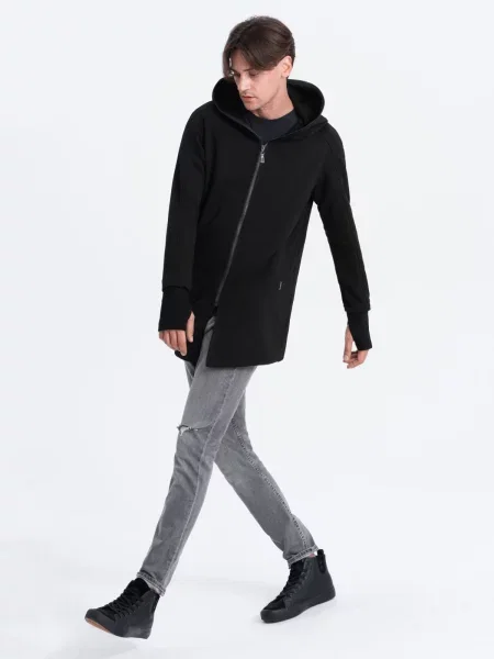 Pulover Ombre s kapuco črna