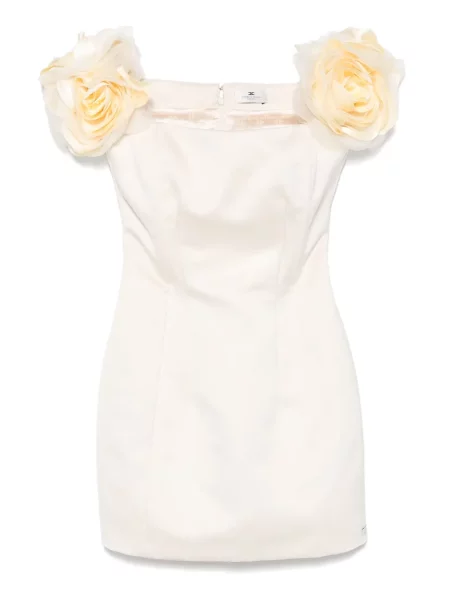 Rochie mini Elisabetta Franchi din satin cu model floral cu aplicații