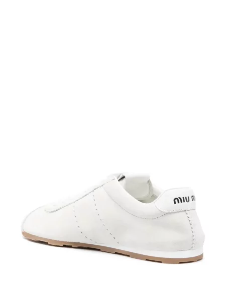 Sneakerși Miu Miu din piele de căprioară alb