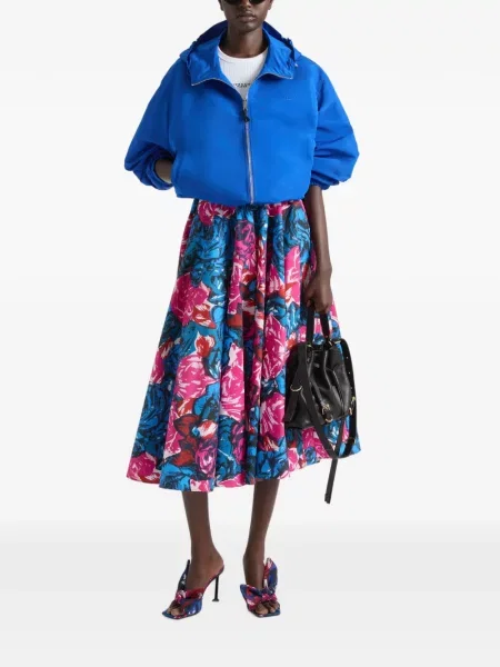Fustă Givenchy cu model floral cu imagine din poplin albastru